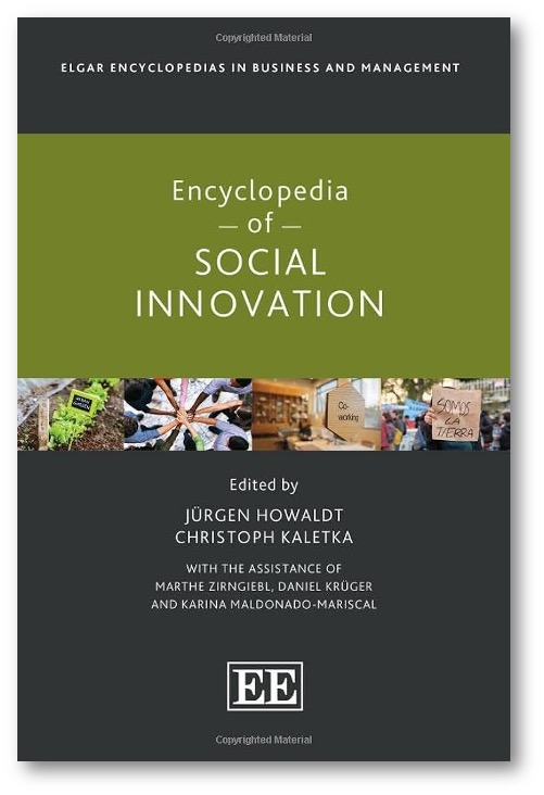 Buchcover der Encyclopedia fo Social Innovation. Schwarz und grün gefärbt.